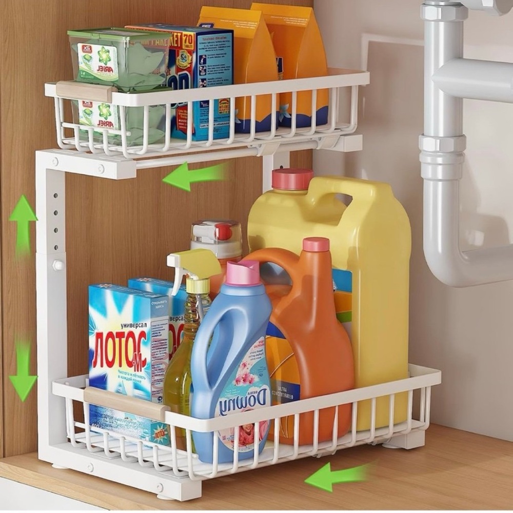 Two-Tier Slide Out Under sink Storage Rack